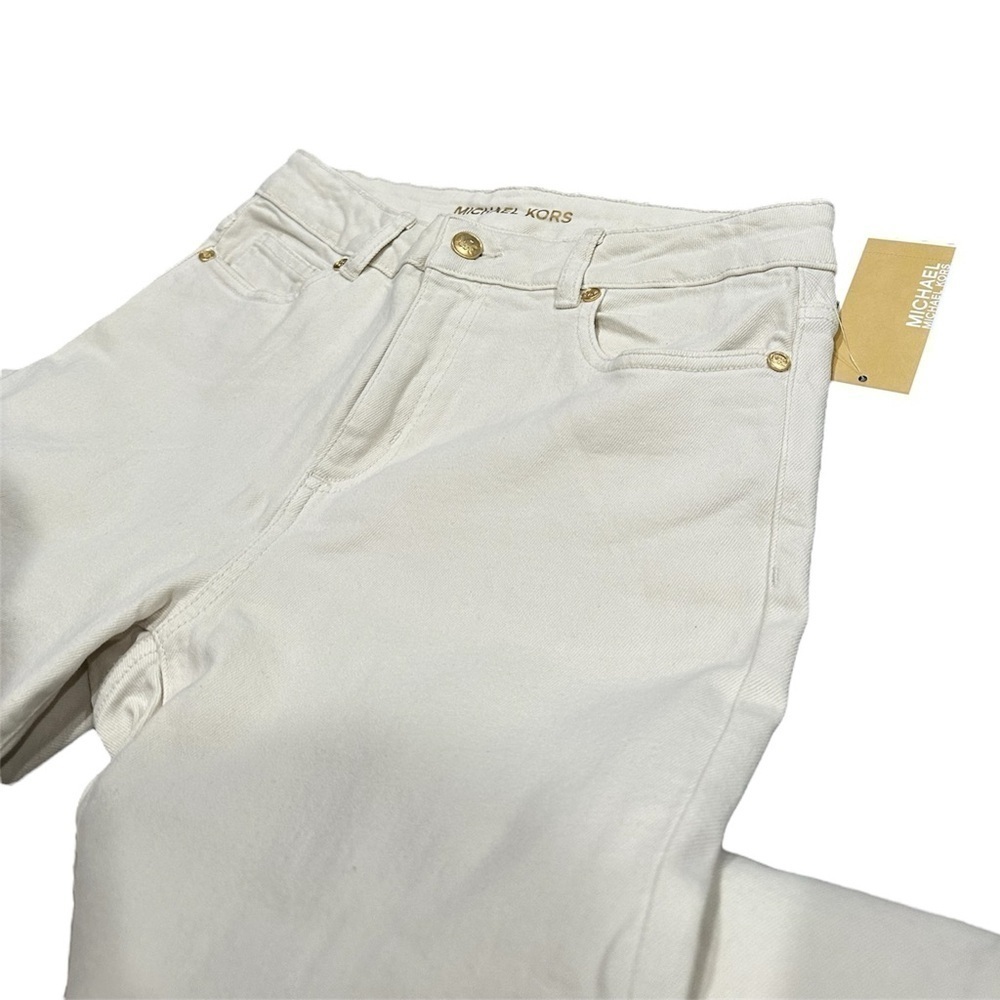 NWT MICHAEL KORS Split-Hem Cropped Flared Jeans / Bone Color / Size 4 - Picture 7 of 16